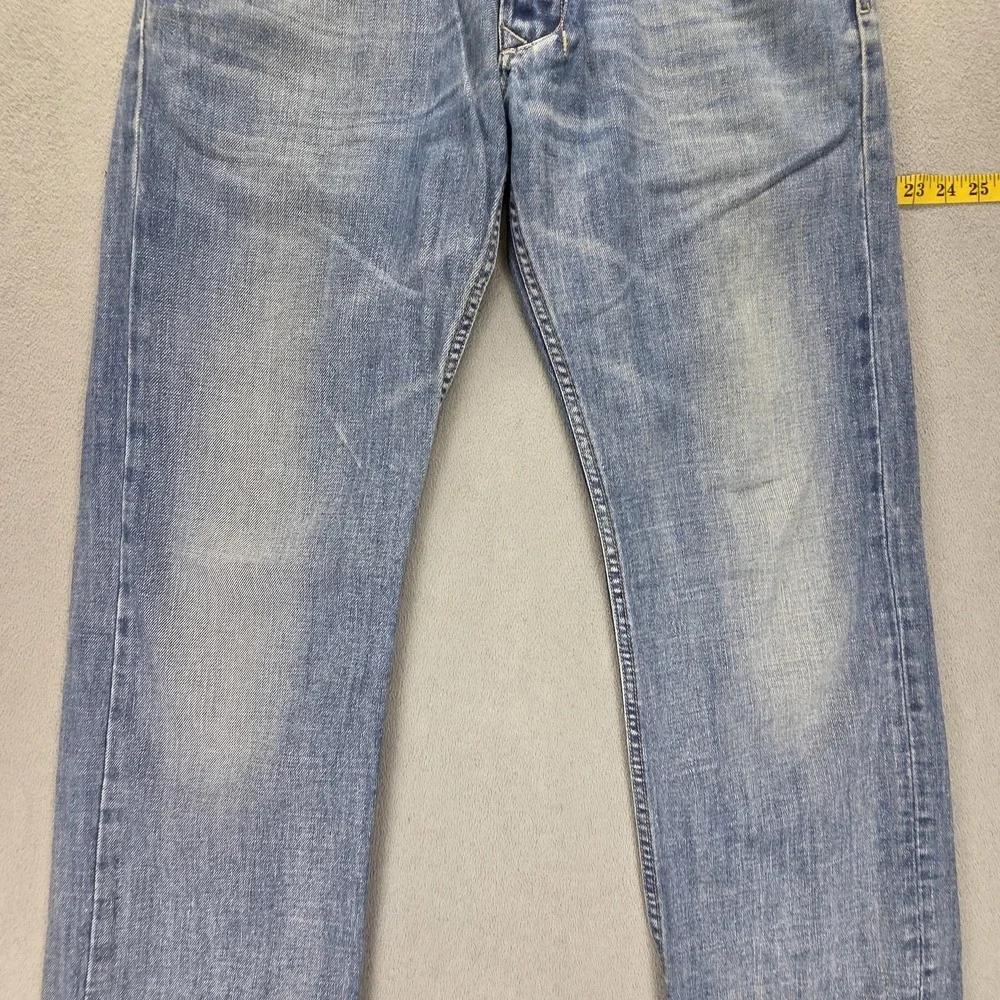 Diesel Jeans Mens 33x34 Blue Larkee Regular Straight Light Wash Button Fly 008AT